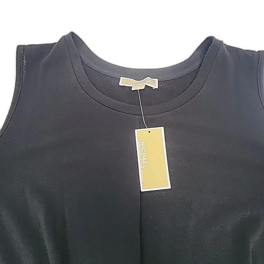 Michael Kors Shirt Knit Women Plus Sz 3X Black Cold Shoulder Top Terry NEW